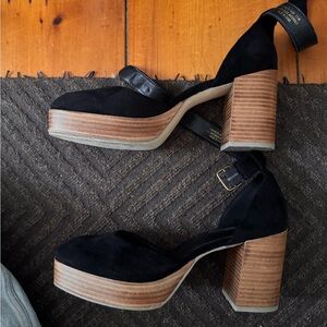 Suede platform heels